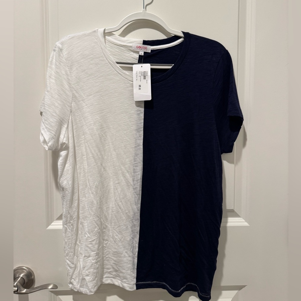 NWT Goldie Navy and White Color Block Tee size XL